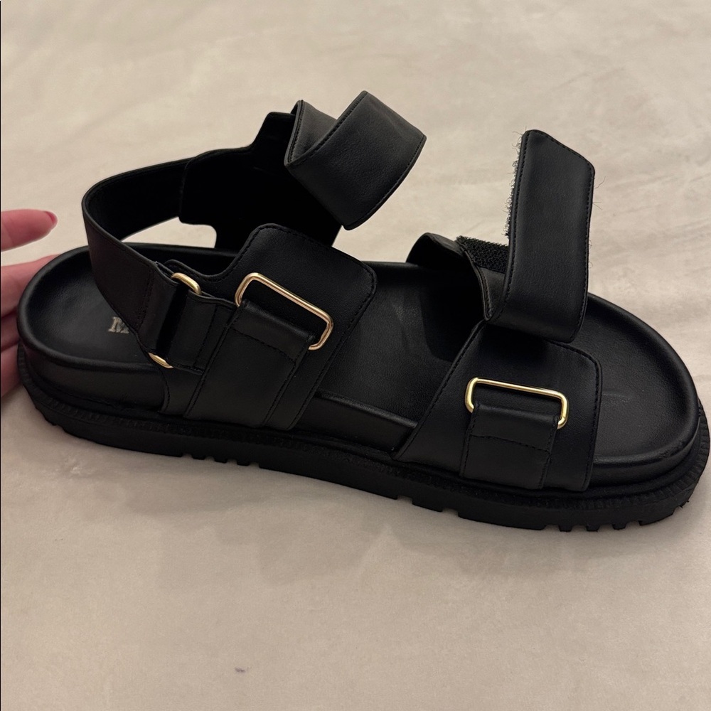 Like new! Maeve for Anthropologie Black Double Strap Sandals, sz 8 - Picture 13 of 15